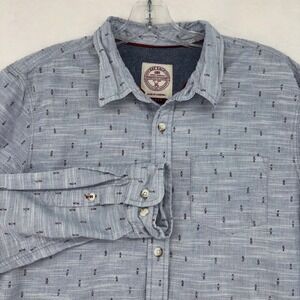 FatFace Mens Blue Slub Cotton Button Down Shirt Large Long Sleeve Embroidered L